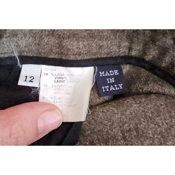 F. by Faconnable women's made in Italy gray brown wool pants wide leg size 12P - Picture 4 of 5